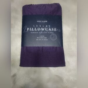 Cosy House Luxury NWT Purple Bamboo 2 King Pillowcases